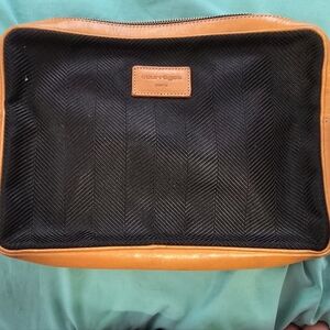 Black and Tan Courreges Toiletry Bag with Leather Trim